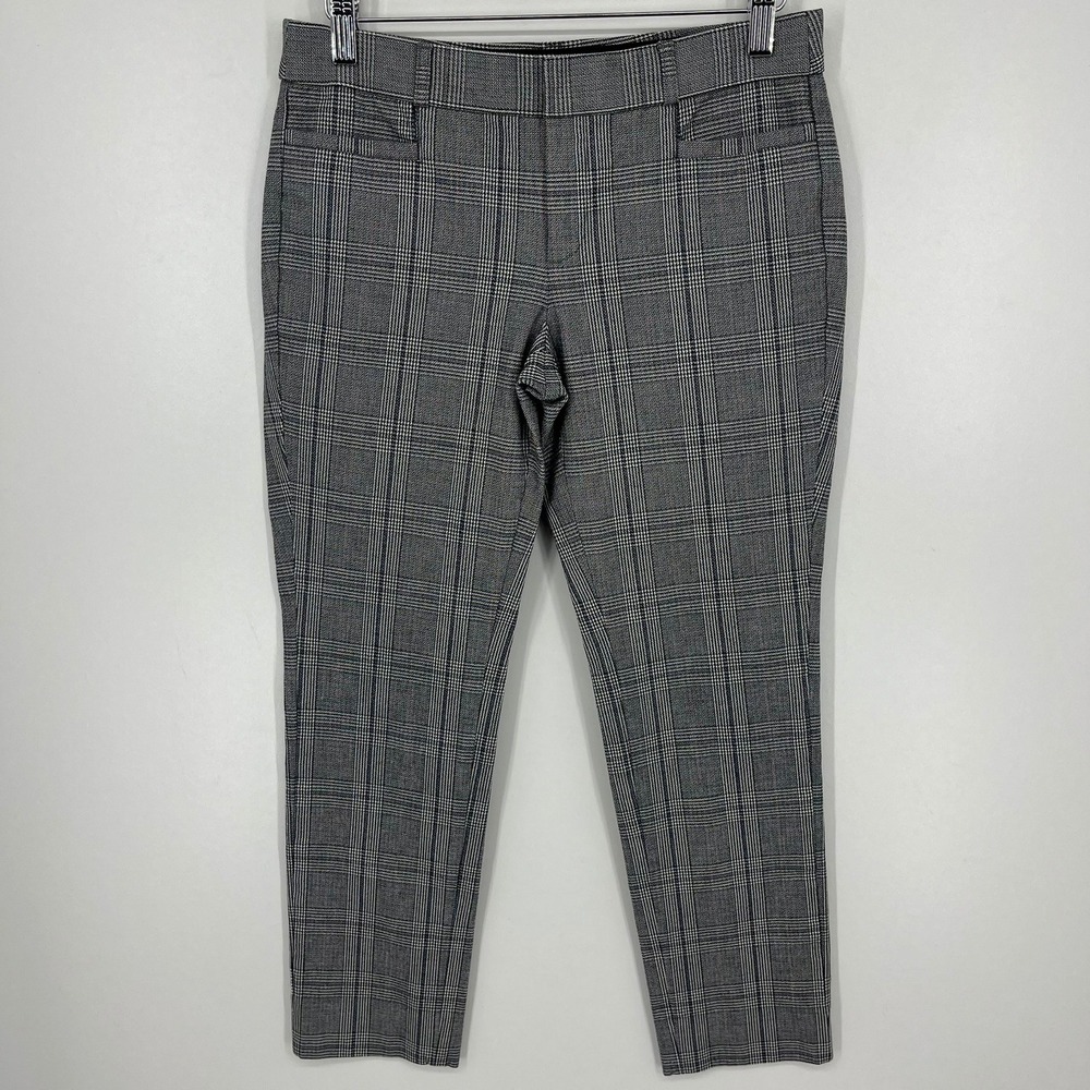 Banana Republic Sloan Grey Plaid Ankle Pants Womens Size 2 Slim Stretch Trousers